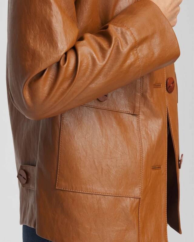 Faux Leather Cropped Jacket - image 4